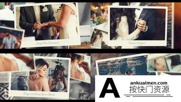 [婚礼AE模板]浪漫婚礼照片相册展示片头AE模板- Wedding Photo Slideshow