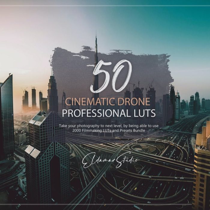 50 个电影无人机 LUT预设和Lightroom预设预设包 50 Cinematic Drone LUTs Pack