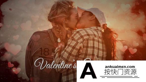 [相册AE模板]浪漫爱心情人节照片相册展示片头AE模板- Valentines Slideshow