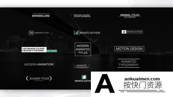 [Premiere预设]PR预设-20组极简主义文字标题动画PR预设 Minimalism