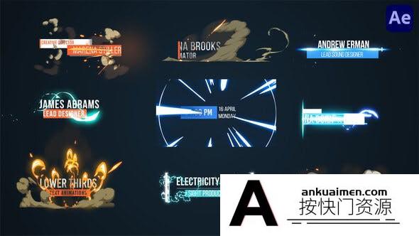 [文字标题]卡通特效元素人名字幕条动画AE模板- 2D FX Cartoon Titles & Lower