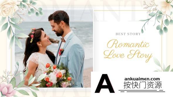 [婚礼AE模板]浪漫婚礼照片相册包装片头AE模板- Romantic Wedding Slideshow