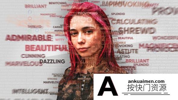 [创意特效]文字拼贴汇聚图片展示片头AE模板- Word Blast Kinetic Calligrams