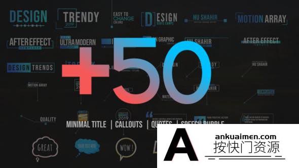 [文字标题]指示线气泡文字标题动画AE模板- 50 Motion Titles Pack