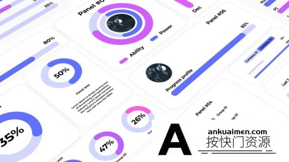 [宣传推广]简洁数据信息展示动画AE模板- Infographics Panel
