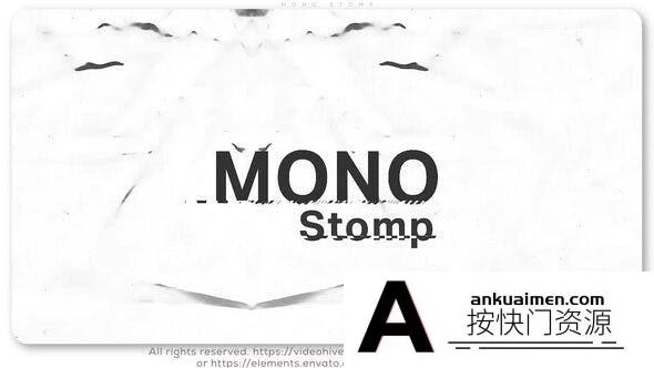 [创意特效]创意黑白文字视频快闪片头AE模板- Mono Stomp