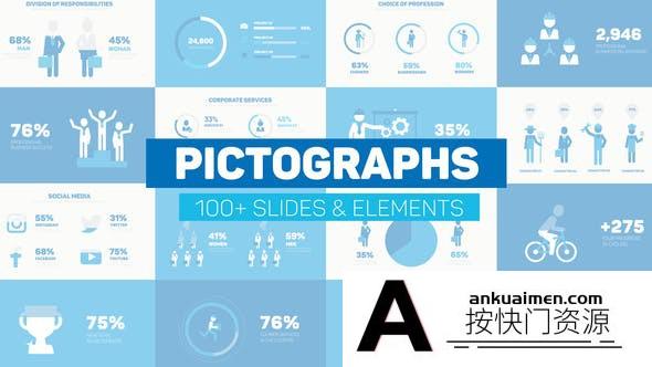 [MG模板]卡通小人信息数据MG动画展示AE模板 Pictogram Infographics