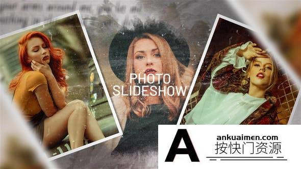 [相册AE模板]水墨遮罩回忆照片相册片头AE模板- Photo Slideshow Ink Memories