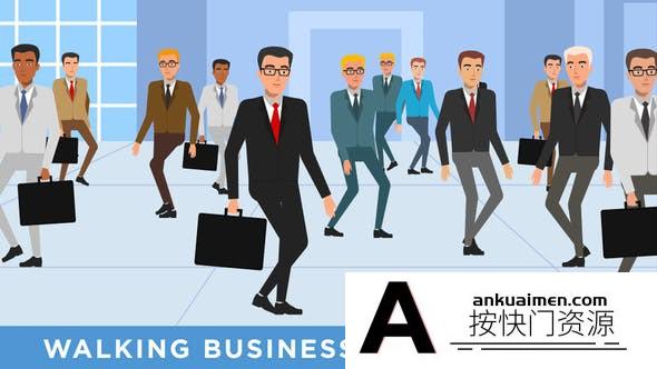 [卡通儿童]卡通人物走路MG动画AE模板- Walking Businessman Animation