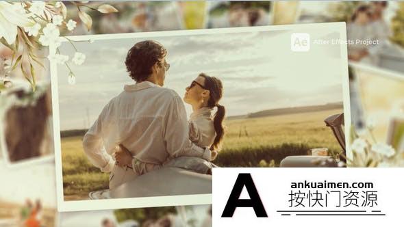 [婚礼AE模板]甜蜜婚礼照片相册片头AE模板- Wedding Slideshow Love Story