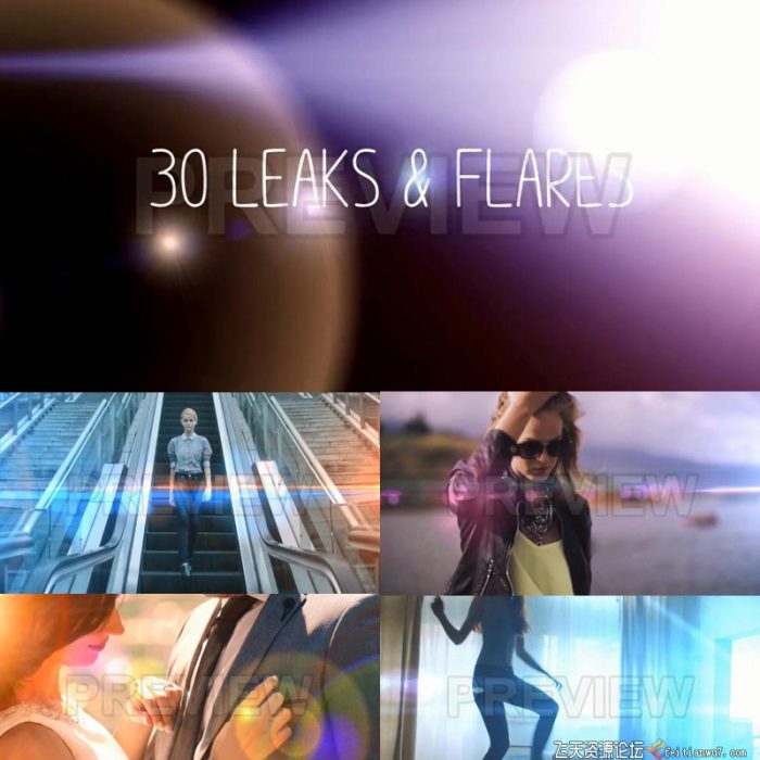 [特效视频素材][素材发布]30个彩色漏光和光学耀斑组合特效包装视频素材