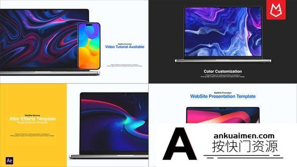 [开场片头]笔记本电脑网站宣传展示动画片头AE模板- Website Presentation