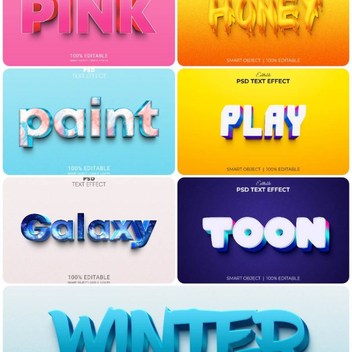 [3D样式][插件发布]3D文字效果PSD格式PS样式集 vol 55 Psd text effect set vol 55