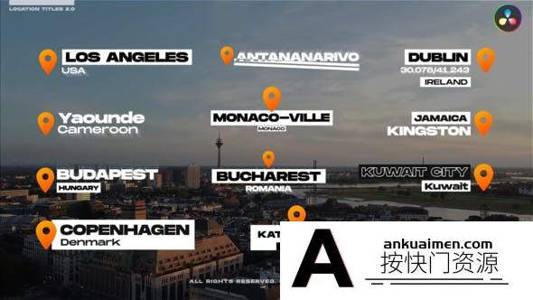 [DaVinci Resolve模板][教程发布]位置标题定位文字动画达芬奇视频模版Location Titles 2.0