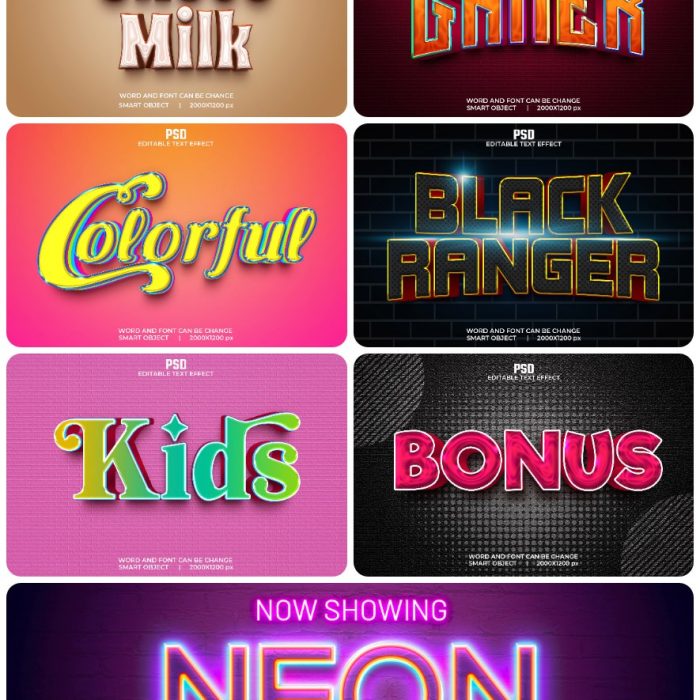 [3D样式][插件发布]3D文字效果PSD格式PS样式集 vol 92 Psd text effect set vol 92