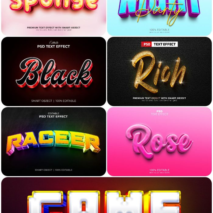 [3D样式][插件发布]3D文字效果PSD格式PS样式集 vol 122 Psd text effect set vol 122