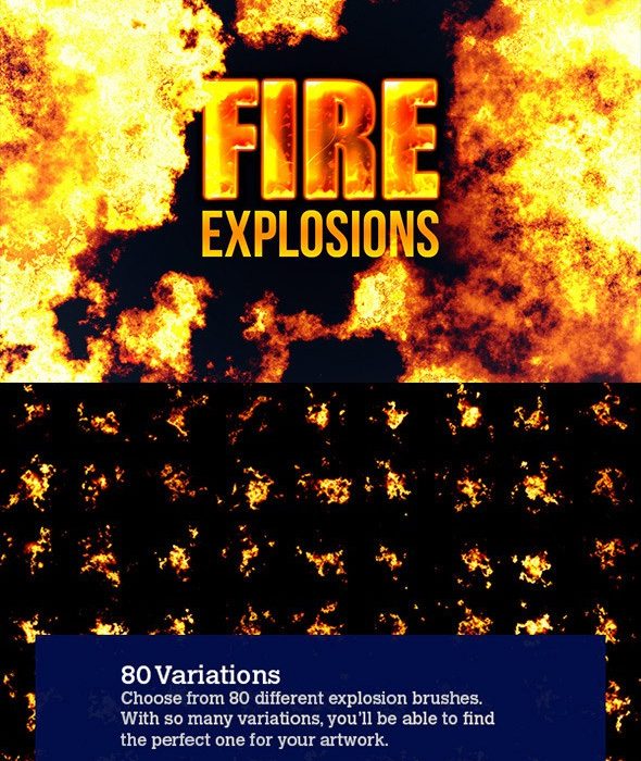 [火焰烟雾笔刷][插件发布]80组完美火焰燃烧火灾爆炸效果PS笔刷