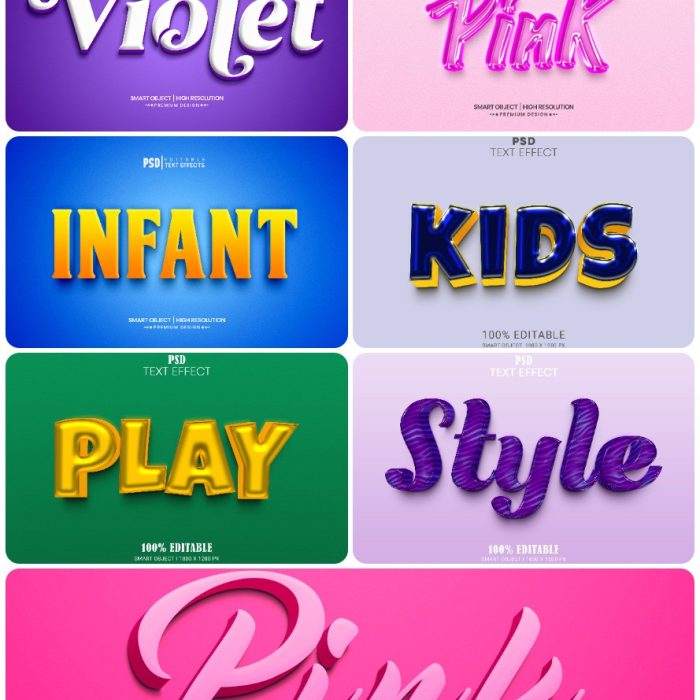 [3D样式][插件发布]3D文字效果PSD格式PS样式集 vol 47 Psd text effect set vol 47