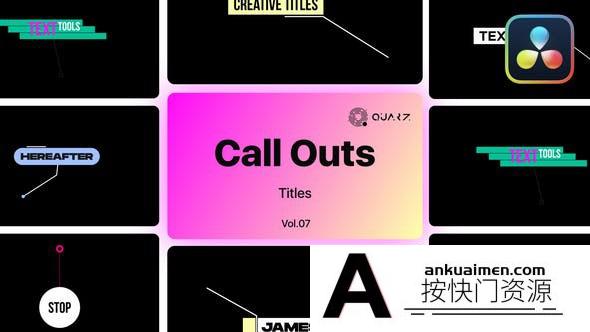 [DaVinci Resolve模板][教程发布]达芬奇呼出指示标题第07卷 Call Outs for DaVinci Resolve Vol. 07