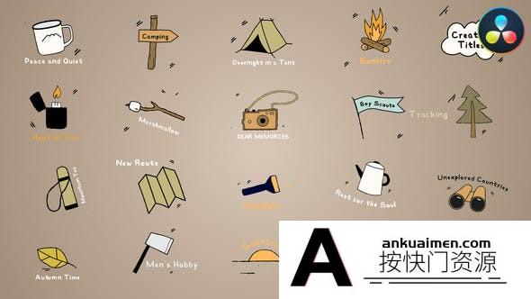 [DaVinci Resolve模板][教程发布]达芬奇徒步旅行标题模板 Hiking Titles for DaVinci Resolve