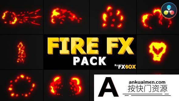 [DaVinci Resolve模板][教程发布]卡通手绘火焰效果集合达芬奇模板 Fire Elements Pack | DaVinci Resolve