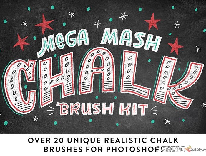 [特效创意笔刷][插件发布]真正的PS粉笔字画笔笔刷 Mega Mash Chalk Brush Kit