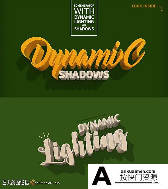 [3D样式][插件发布]多方向阴影的文本3D发生器PSD样机模型 3D Generator with Multi