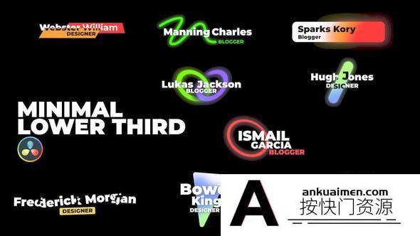 [DaVinci Resolve模板][教程发布]下三分之二字幕标题展示达芬奇模板  Minimal Lower Thirds