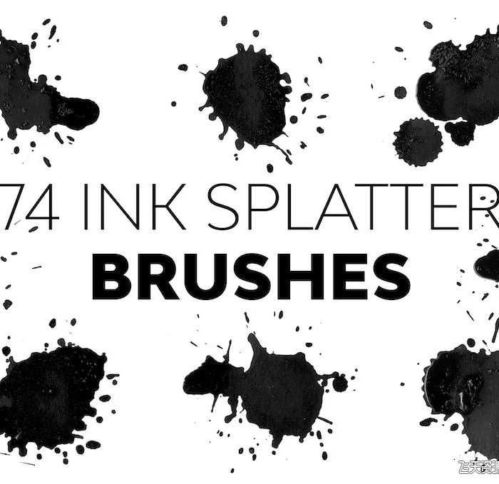 [水墨水彩笔刷][插件发布]74组高清晰水墨飞溅PS笔刷 Ink Splatter Brushes