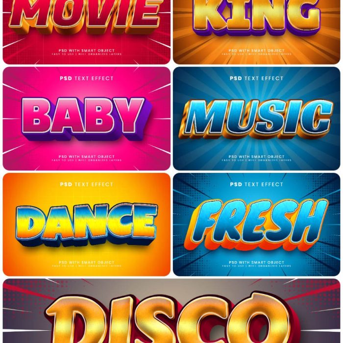 [3D样式][插件发布]3D文字效果PSD格式PS样式集 vol 58 Psd text effect set vol 58