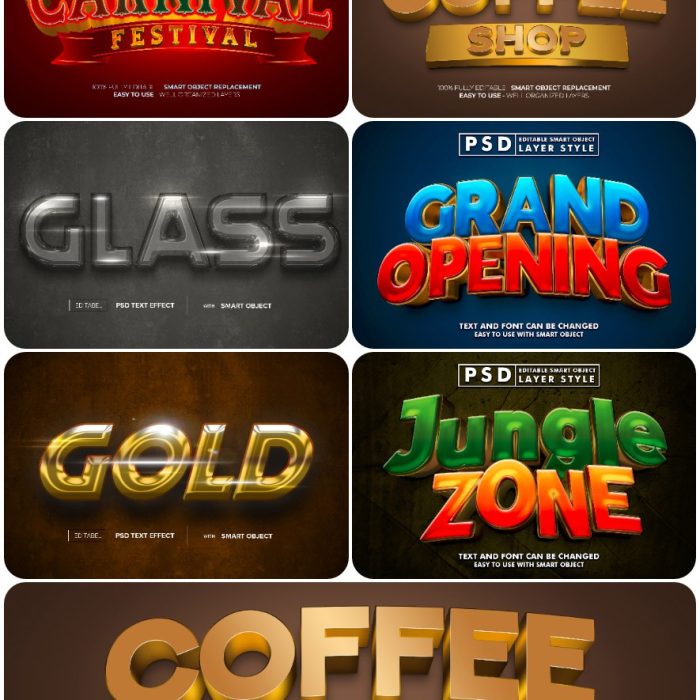 [3D样式][插件发布]3D文字效果PSD格式PS样式集 vol 134 Psd text effect set vol 134
