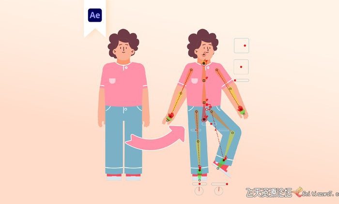 [AE教程][教程发布]AE教程-学习设置Duik脚本制作MG人物角色动作绑定教程 (中文字幕)