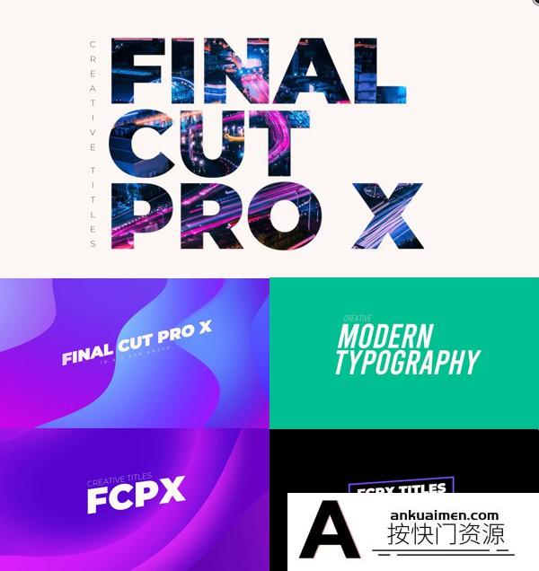 [FCPX发生器]FCPX插件-25种创意时尚文字排版宣传标题视频效果广告海报