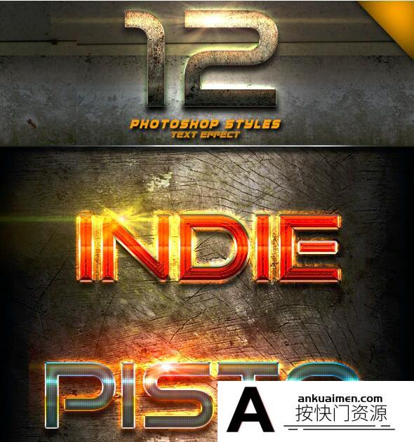 [金属样式][插件发布]PS样式-PS发光金属文本图层样式第1卷 12 Photoshop Text Effect Vol 1