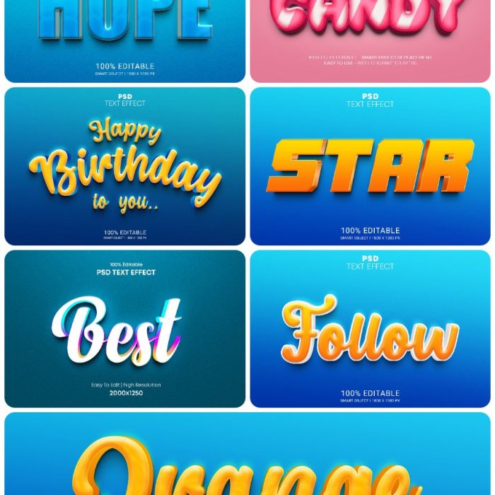 [3D样式][插件发布]3D文字效果PSD格式PS样式集 vol 94 Psd text effect set vol 94