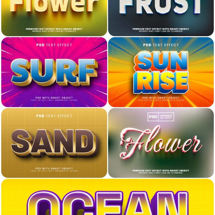 [3D样式][插件发布]3D文字效果PSD格式PS样式集 vol 98 Psd text effect set vol 98