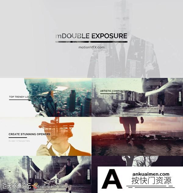 [FCPX发生器]FCPX插件:多重曝光视频叠加特效预设 mDoubleExposure