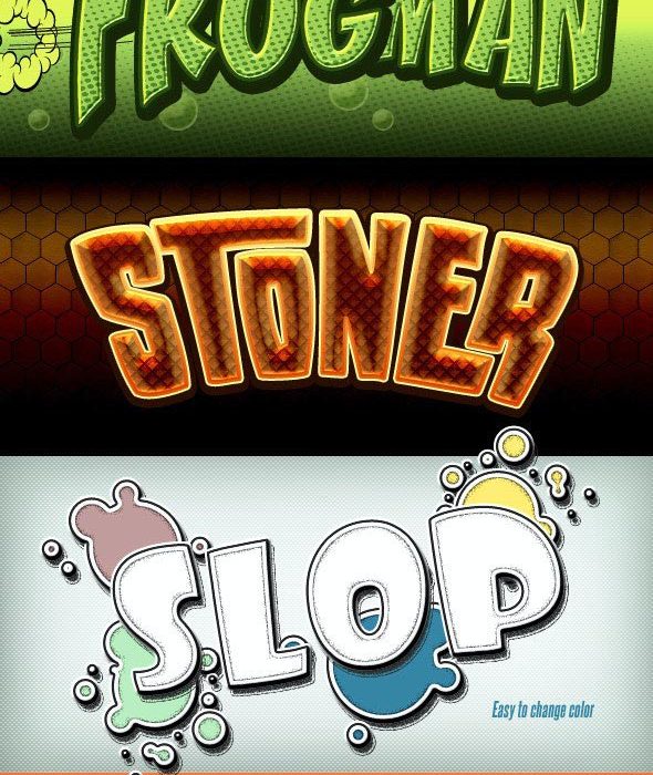 [字体样式][插件发布]卡通和漫画书风格字体PS样式 – 第 5 部分