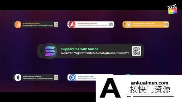 [FCPX标题字幕]FCPX插件-货币加密效果字幕插件 Crypto Donations 支持m1
