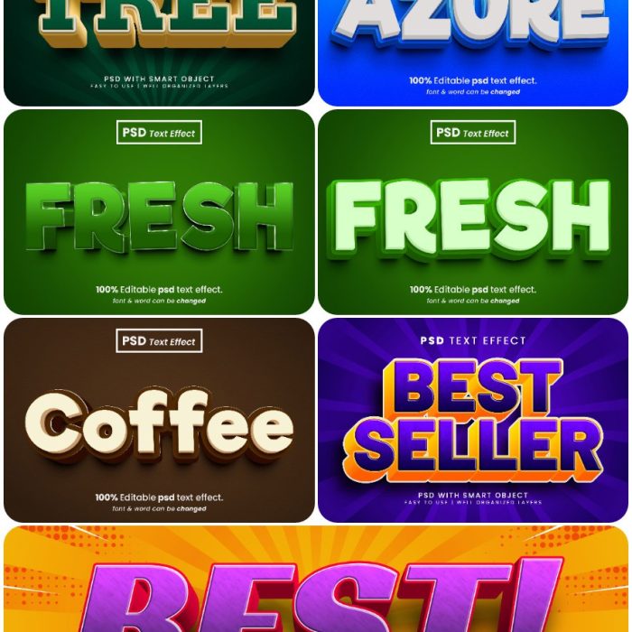 [3D样式][插件发布]3D文字效果PSD格式PS样式集 vol 132 Psd text effect set vol 132