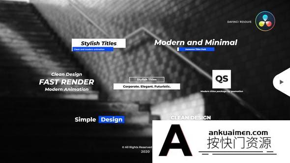 [DaVinci Resolve模板][教程发布]DaVinci Resolve的时尚简约文字标题字幕展示模板 Stylish and Minimal Titles