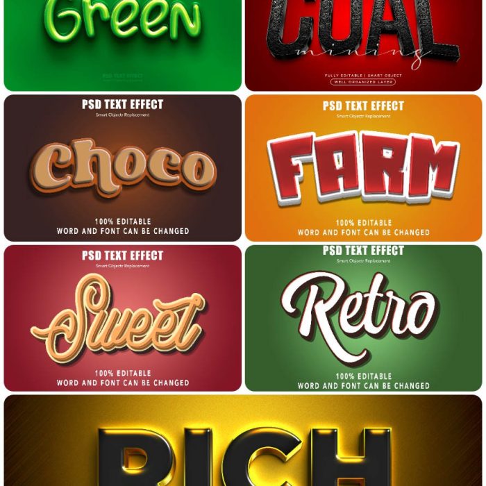 [3D样式][插件发布]3D文字效果PSD格式PS样式集 vol 75 Psd text effect set vol 75