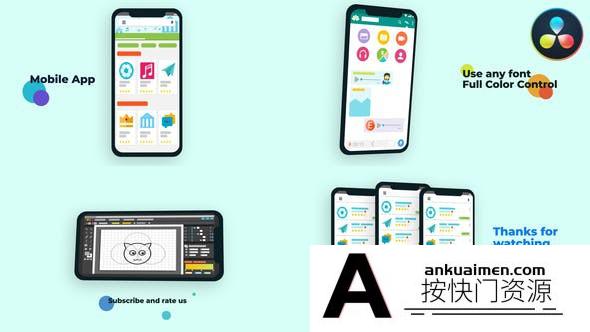 [DaVinci Resolve模板][教程发布]移动应用演示达芬奇模板 Fun Mobile App Presentation