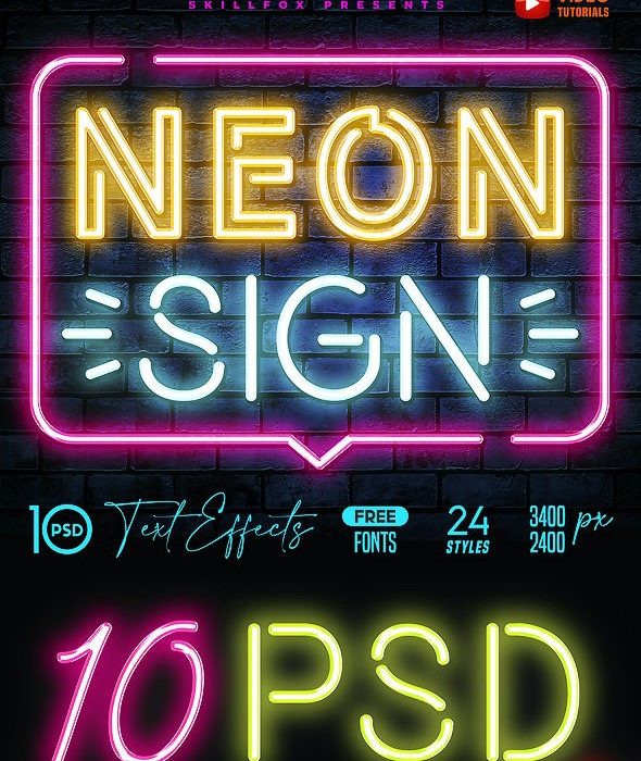 [纹理样式][插件发布]霓虹灯Photoshop文本灯箱标志PS样式合集