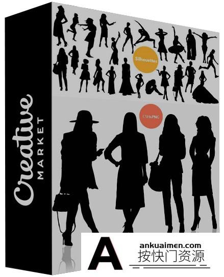 [PS形状下载]PS形状-30个舞蹈时尚女性人物剪影 Photoshop 形状 Photoshop CSH