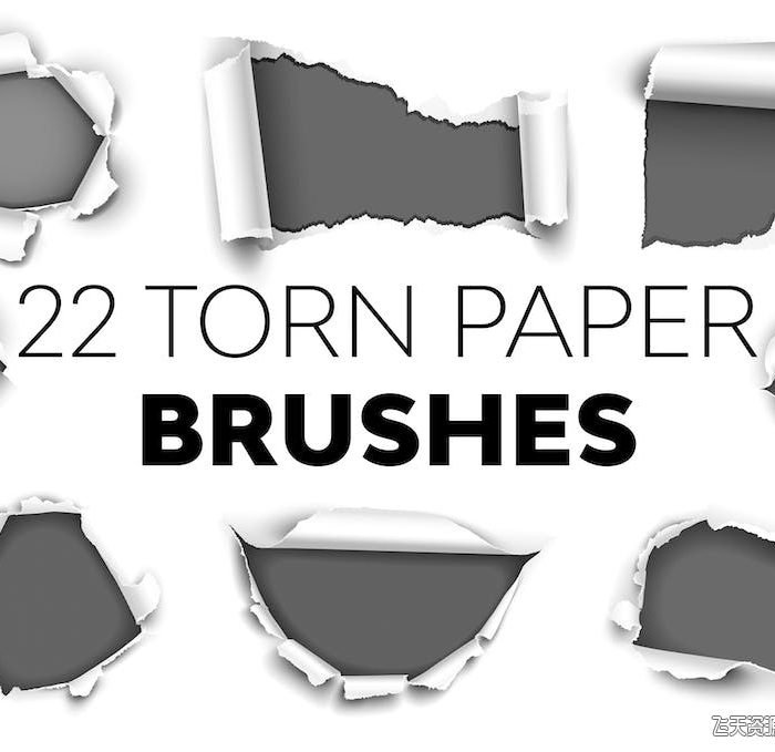 [特效创意笔刷][插件发布]22组高清晰撕纸效果PS笔刷 Torn Paper Brushes