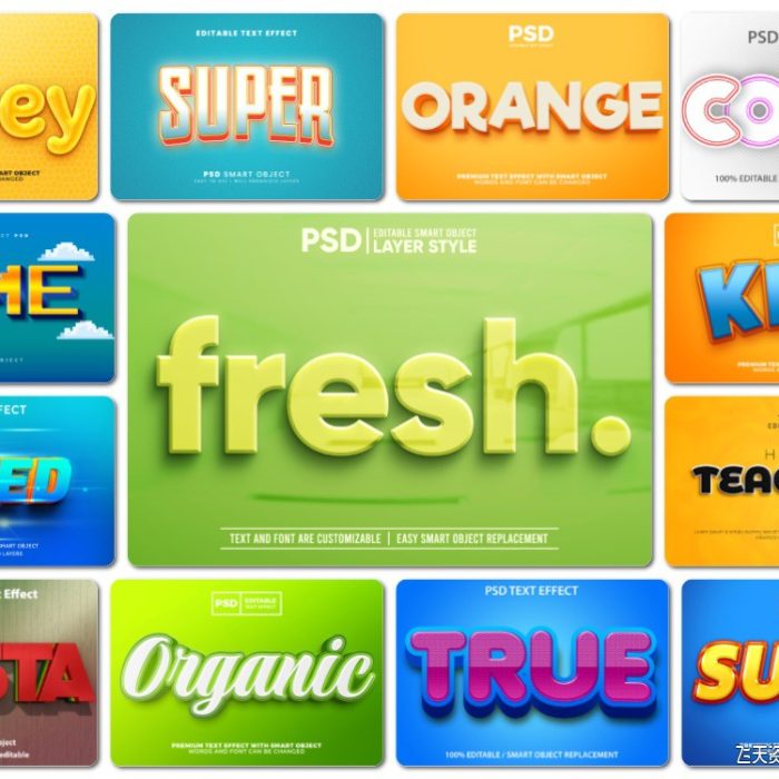 [3D样式][插件发布]Psd 3D文字效果PS样式集 vol 4 Psd text effect set vol 4