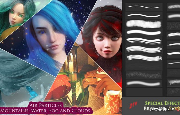 [人物化妆笔刷][插件发布]人像CG绘画修饰皮肤颗粒质感装饰PS笔刷