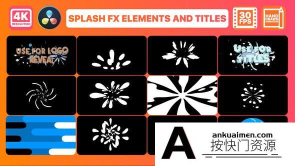 [DaVinci Resolve模板][教程发布]手绘飞溅特效动画达芬奇模板 Splash FX Pack for DaVinci Resolve