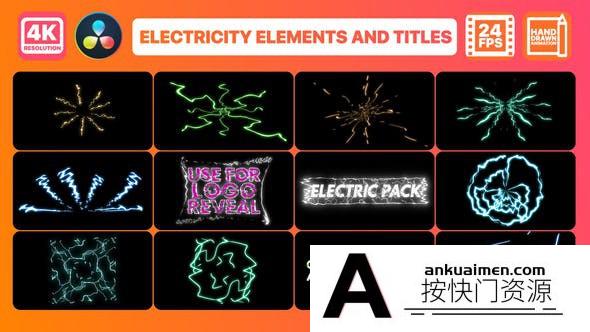 [DaVinci Resolve模板][教程发布]电力元素和标题雷电特效达芬奇模板 Electricity Elements And Titles for DaVinci Resolve